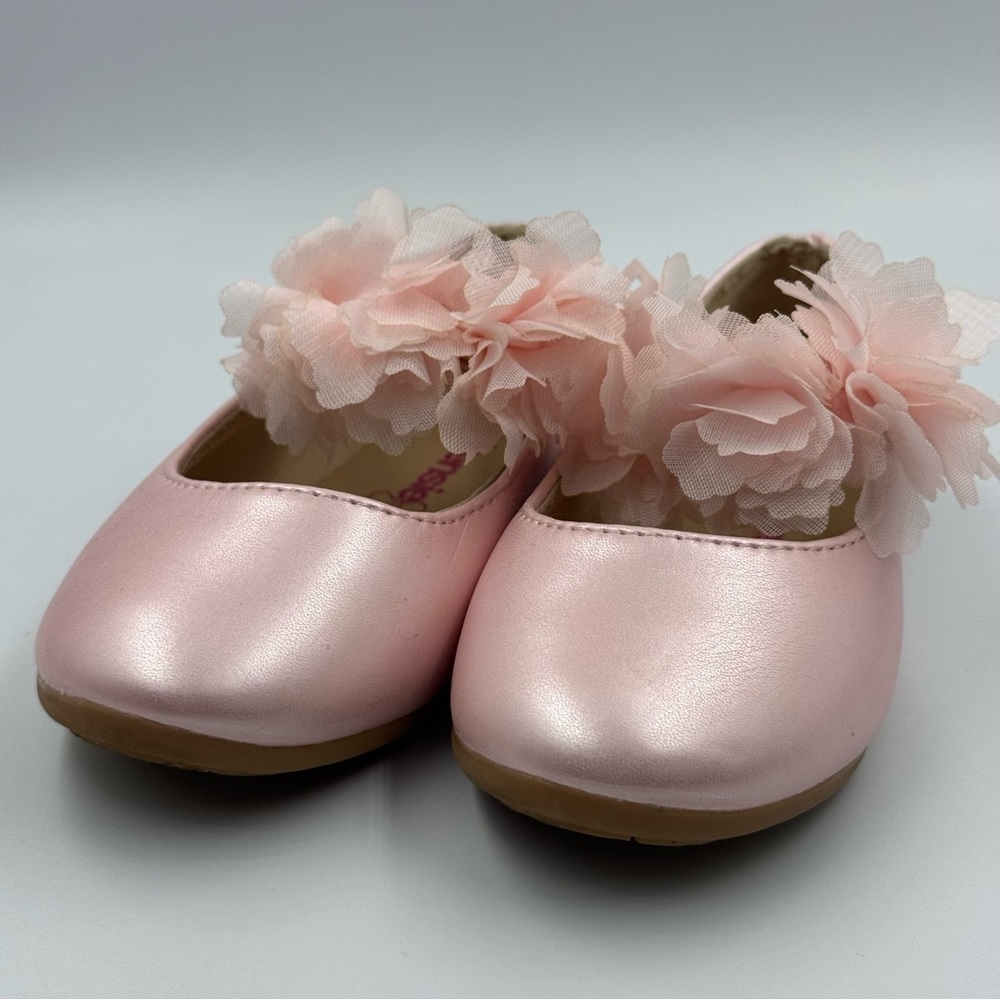 Kensie Girl Pink Ballerina Flats With Flower Strap Size 5 Dress Shoes